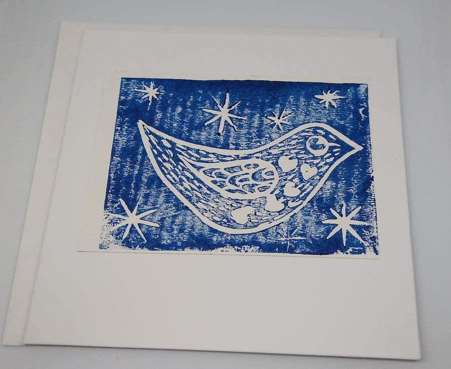 Little Lino Bird Greetings Card (Square)