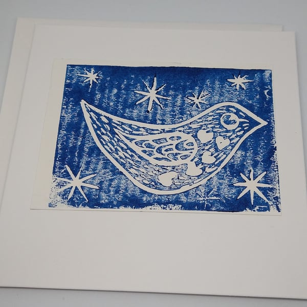 Little Lino Bird Greetings Card (Square)