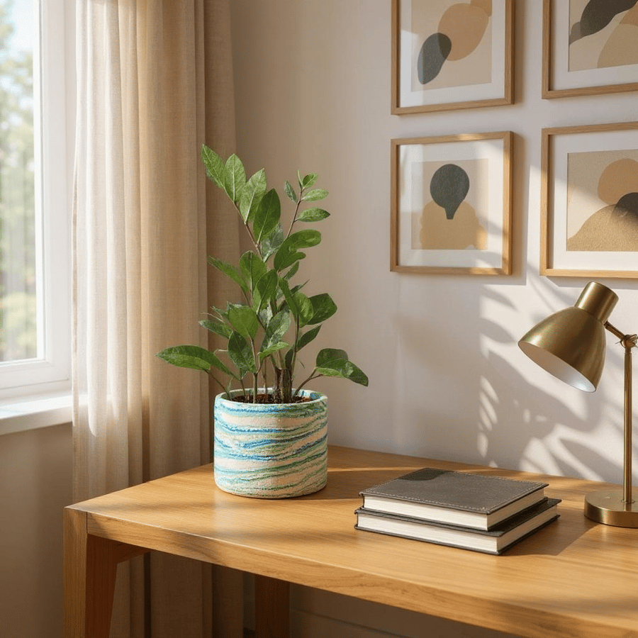 Seascape 15cm Marbled Plant Pot  - Blue and Green Large Round Pot Cover (lpp27)