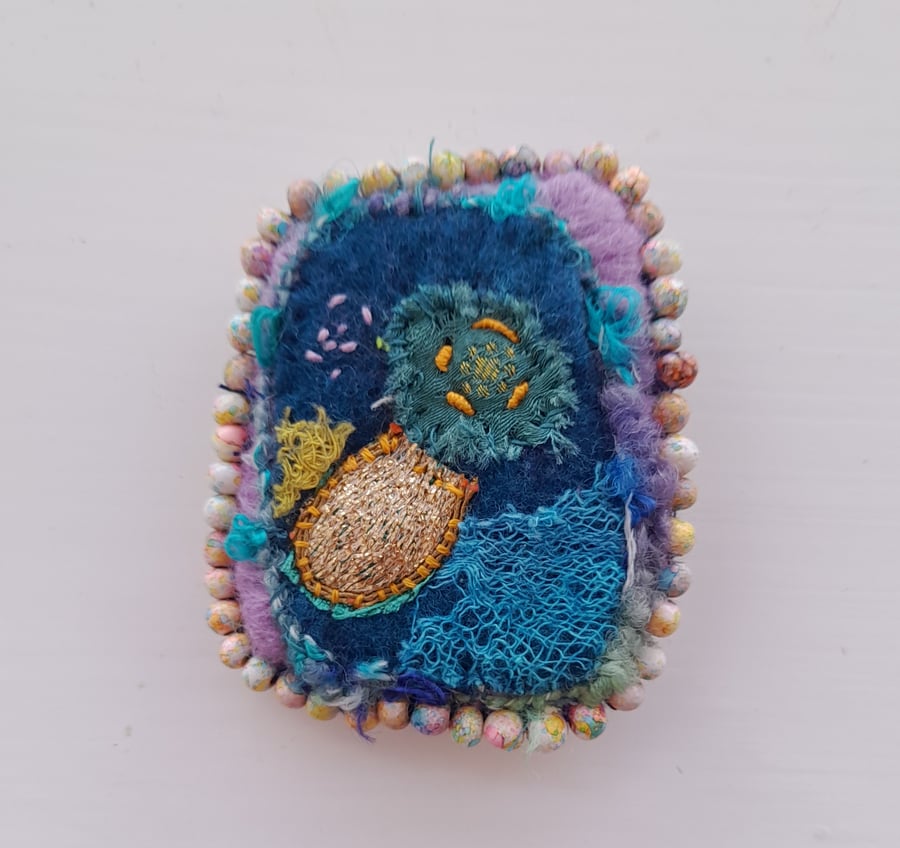 Mixed Media and Felt Brooch