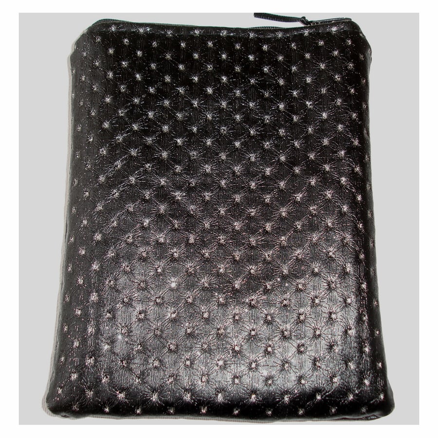 iPad Mini Tablet Case Black Faux Leather Silver Bling