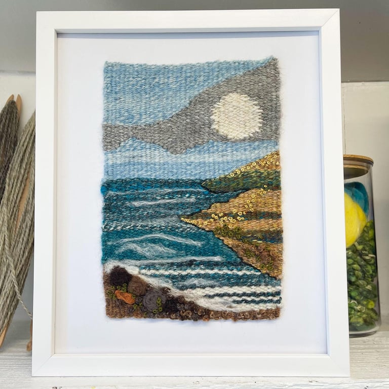 Penberth Cove Tapestry Weaving Framed Artwork