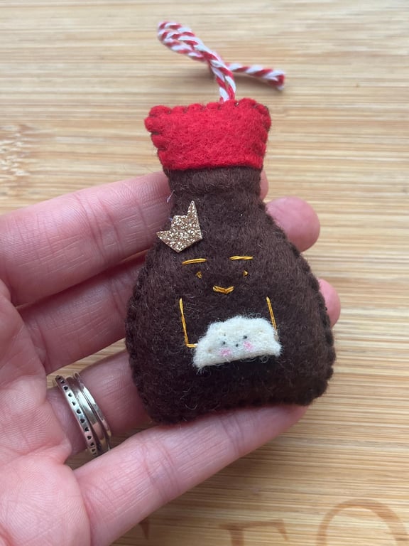 Handmade Felt Soy Sauce Ornament, Foodie Gift