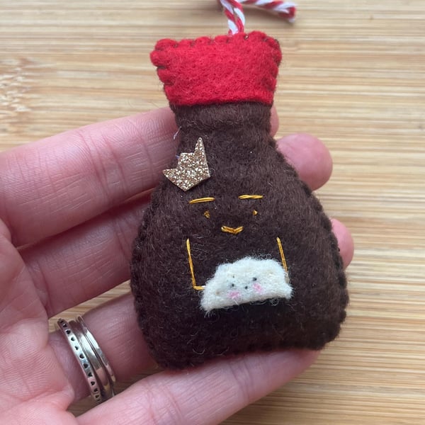 Handmade Felt Soy Sauce Ornament, Foodie Gift