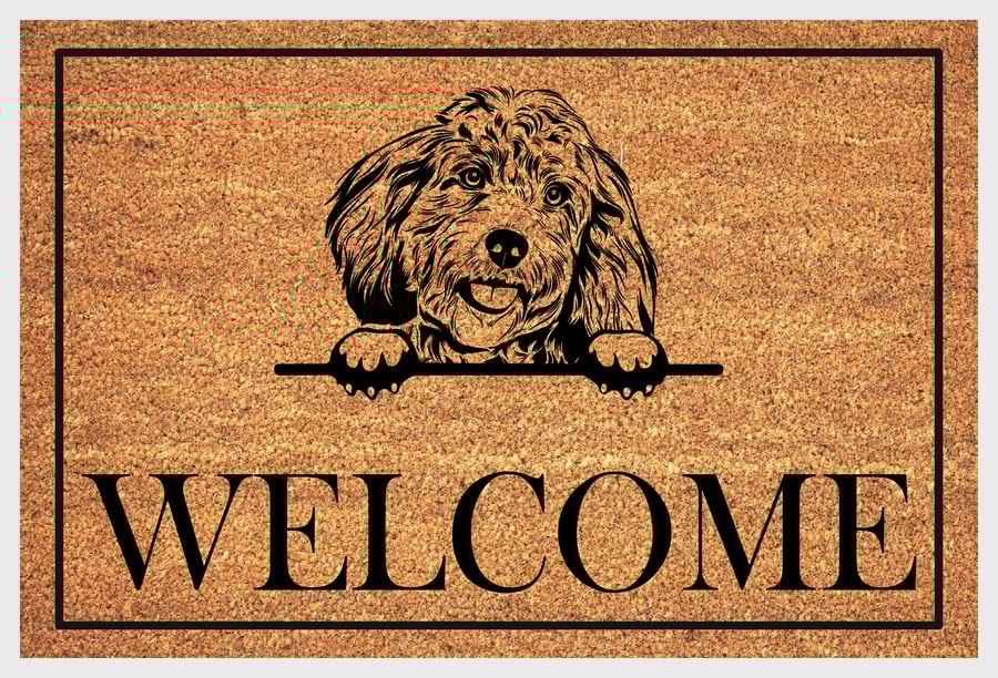 Cockapoo Door Mat - Personalised Cockapoo Welcome Mat - 3 Sizes