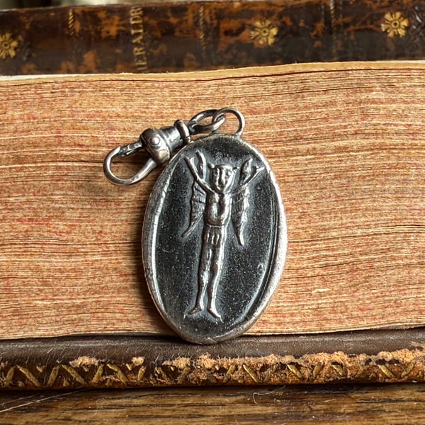 Double sided Wax Seal Clip On Imp & Clay Pipe Fish Pendant 