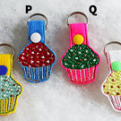 Embroidered felt cupcake keyring