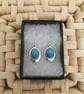 Blue Offset Oval Drop Earrings in Blue - Image 2