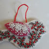 Felt Bird Christmas decoration Hand embroidered with flowers. unusual gift