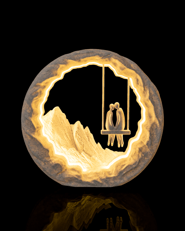 Swing for Two Table Lamp – Romantic Couple Light, 3D Printed Ambient Lamp