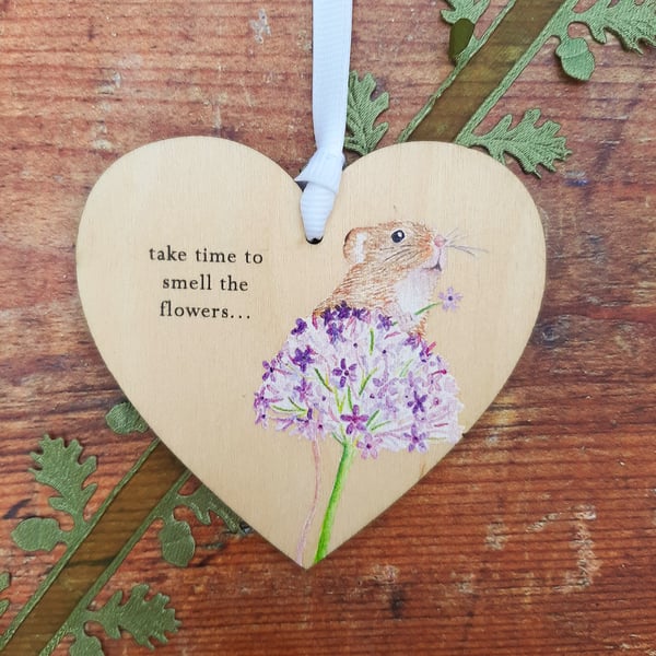 Take Time to Smell the Flowers Hanging Heart