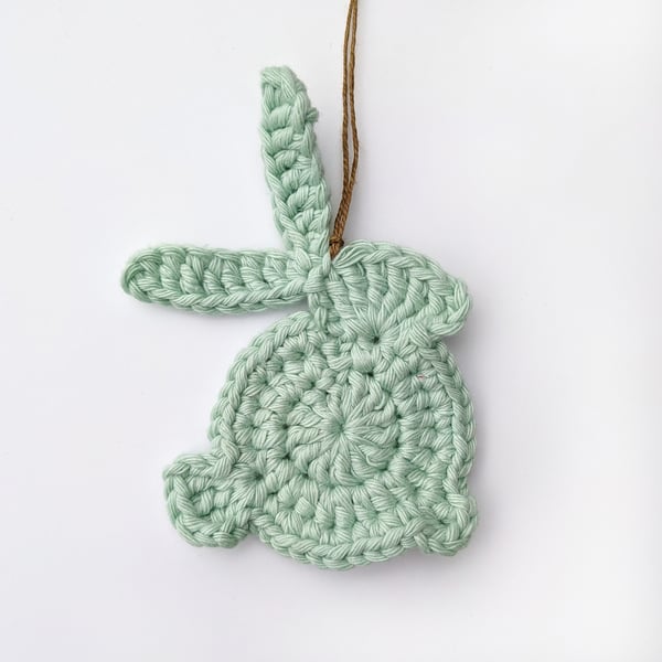 Crochet Bunny Hanging Decoration - Easter Decoration - Mint Green