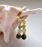 Jade, Jadeite & Peridot Gold Plated Copper Dangle Earrings  - Image 4
