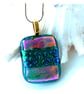 Dichroic Glass Pendant 277 Pink Emerald Handmade with gold plated chain - Image 6