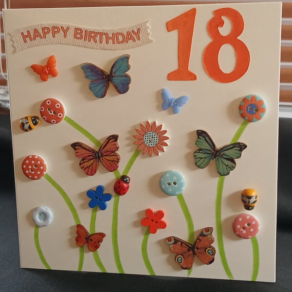 Handmade 18th birthday card 