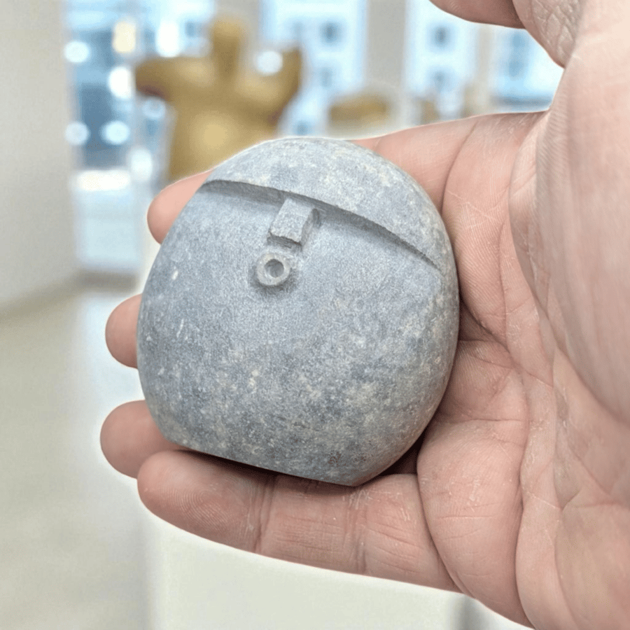 Stone face Ooof carved from Sea Stone, Ooof stone decor 