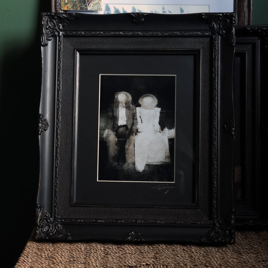 Gothic Horror Archival photo in Antique Upcycled Frame