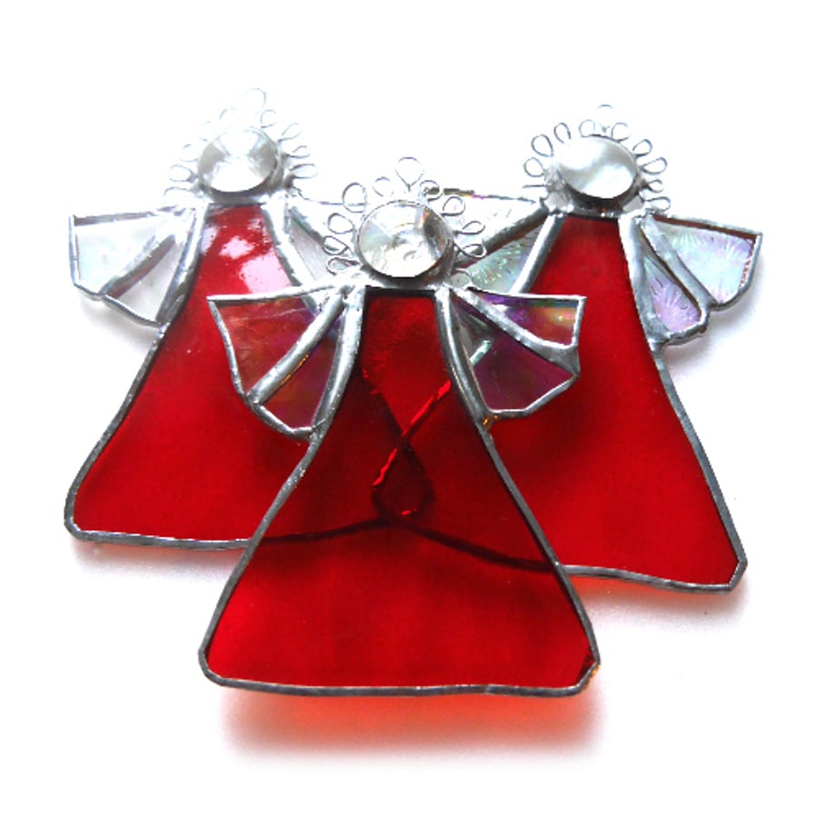 Angel Red Stained Glass suncatcher Christmas decoration 027