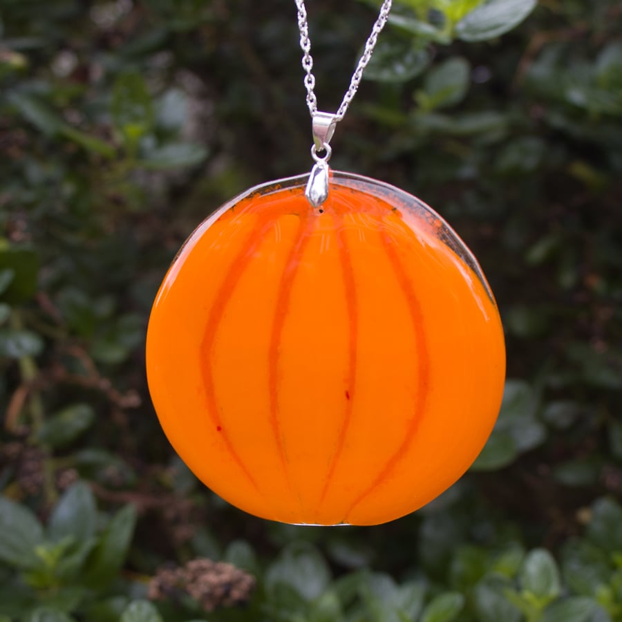 Hanging Pumpkin in Fused Glass - 6130