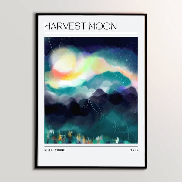 Music Poster Neil Young Harvest Moon Abstract Painting Song Art Print 