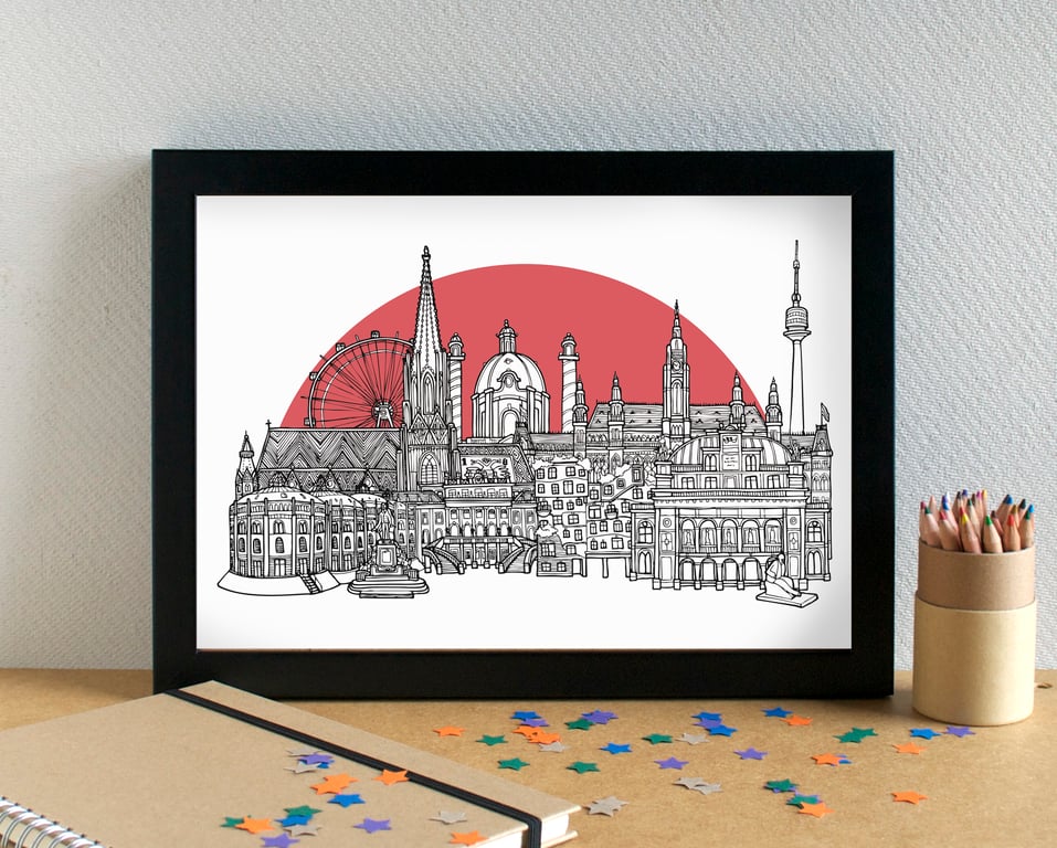 Vienna Skyline Art Travel Print