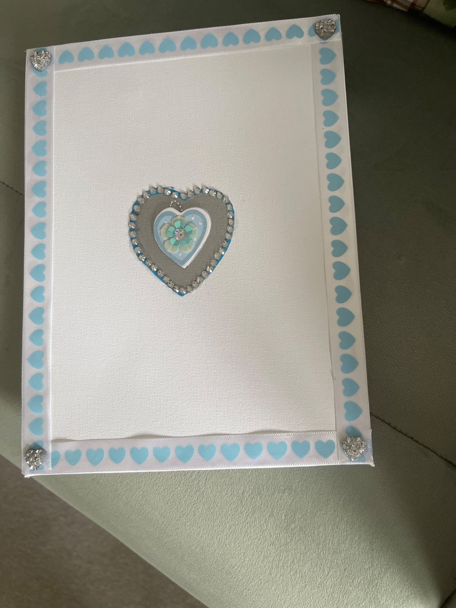 Image of Silver & blue heart canvas 