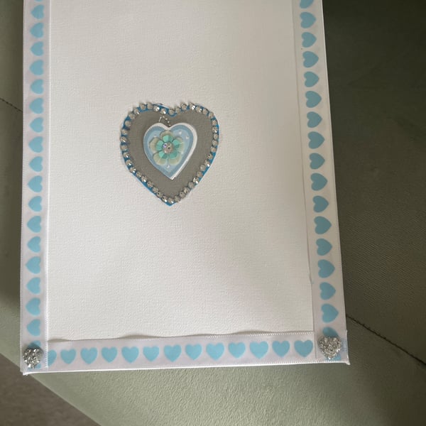 Silver & blue heart canvas 