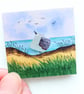 Handmade Seagull Sea Glass and Watercolour Mini Canvas Fridge Magnet - Image 7