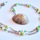 Beaded chain limpet shell necklace with pearls