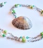 Beaded chain limpet shell necklace with pearls - Image 1