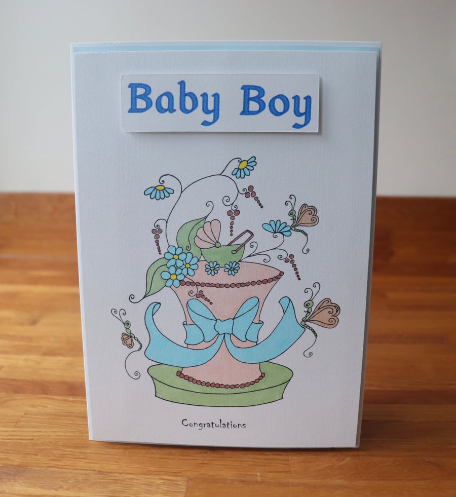 New Born Baby Boy Cake.