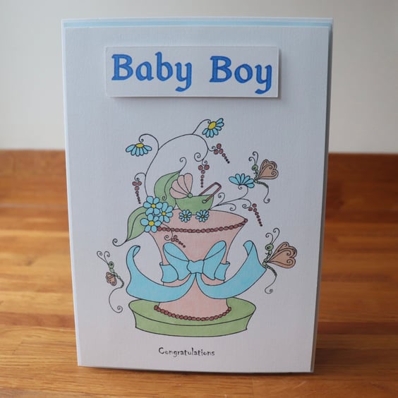 New Born Baby Boy Cake.