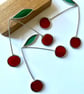 Iridescent deep red stained glass cherry brunch with a single leaf - Image 2