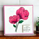 Hand Painted Peony Card – “I Thank My Lucky Stars For A Friend Like You”