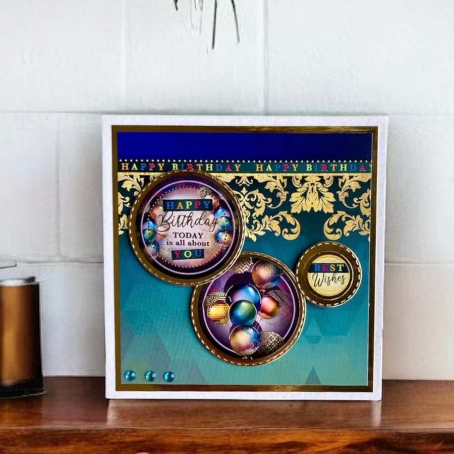 Birthday Card for Him or Her. Balloon Birthday Card.