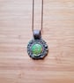 Green Mottled Jasper and Polymer Clay Woodland Amulet Pendant