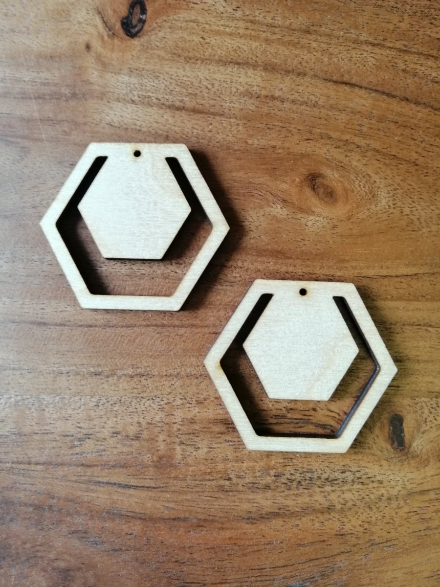 Hexagon Cutout Birch Wood Macrame Earring Blanks. Unfinished Earring Blanks.