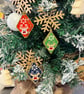 Festive green Christmas reindeer beadwork earrings - Image 3