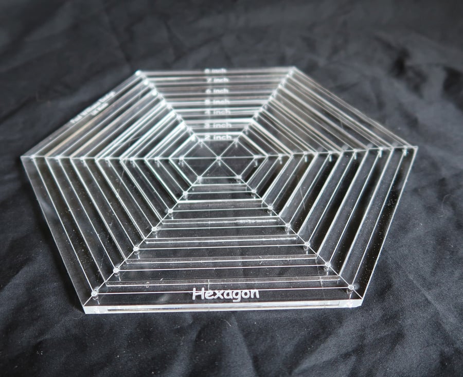 6mm thick, 200mm, hexagonal quilting template set, stencill, paper piecing