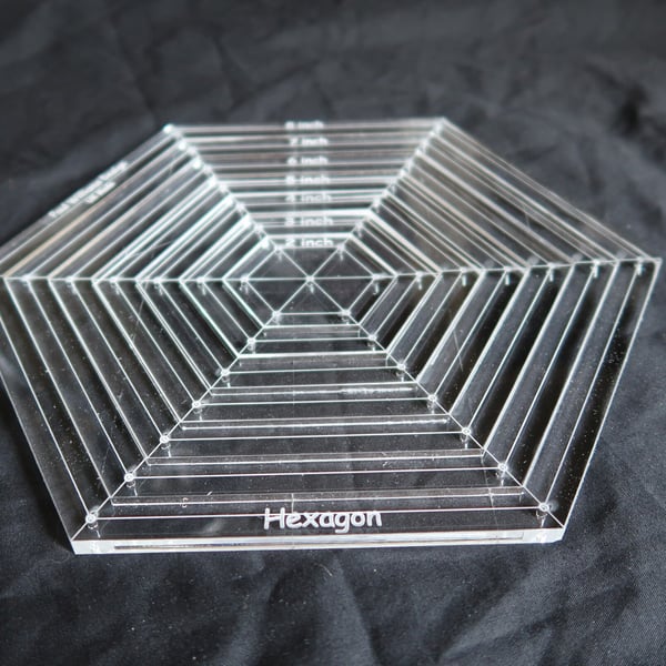 6mm thick, 200mm, hexagonal quilting template set, stencill, paper piecing