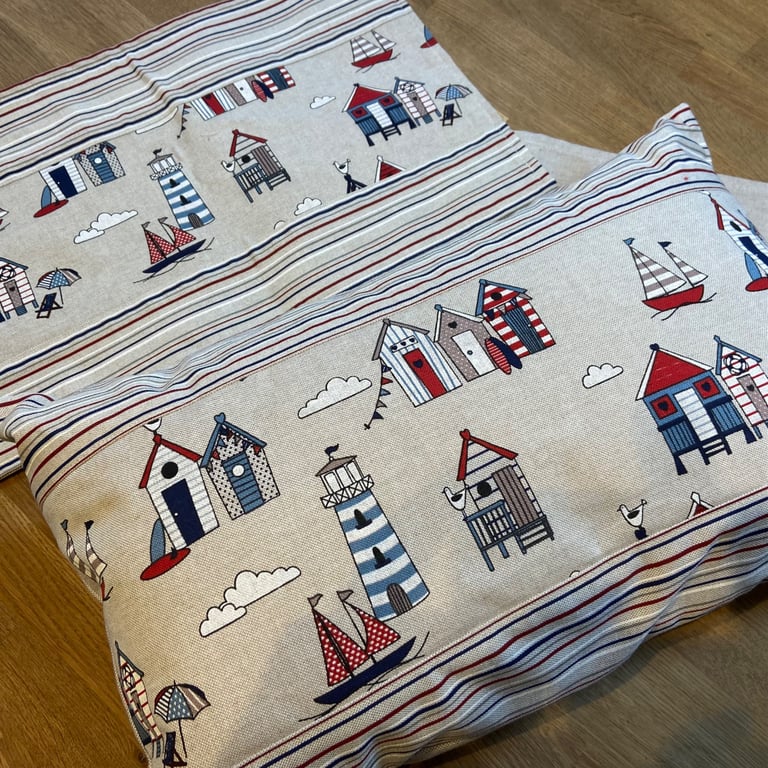 Beach hut cushion cover