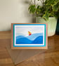 Card, boat greetings card, Fathers day, original artwork, blank, birthday. - Image 2