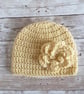 Handmade Crochet Baby Beanie with Flower, Optional Colour Choices and Sizes - Image 4