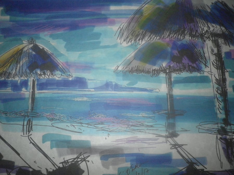 Tropical Hideaway A4 unframed,mounted, free hook & easel,  2403 free shipping