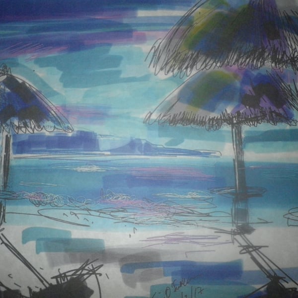 Tropical Hideaway A4 unframed,mounted, free hook & easel,  2403 free shipping