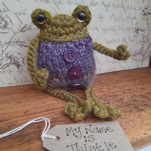 Thistle the Frog – Handmade Gardener's Frog Gift
