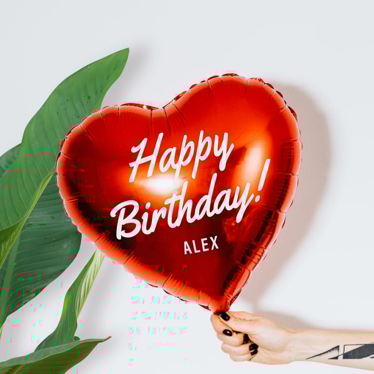 Personalised Birthday Balloon Sticker - Retro: Custom Name - DIY Party Decor