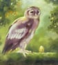 Eagle Owl drawing - soft pastel, coloured pencil, golden egg, fairytale art 