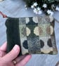 Green wool and moleskin coin purse small pouch