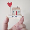 Little Wooden Handmade House and Base in a Bag - love 